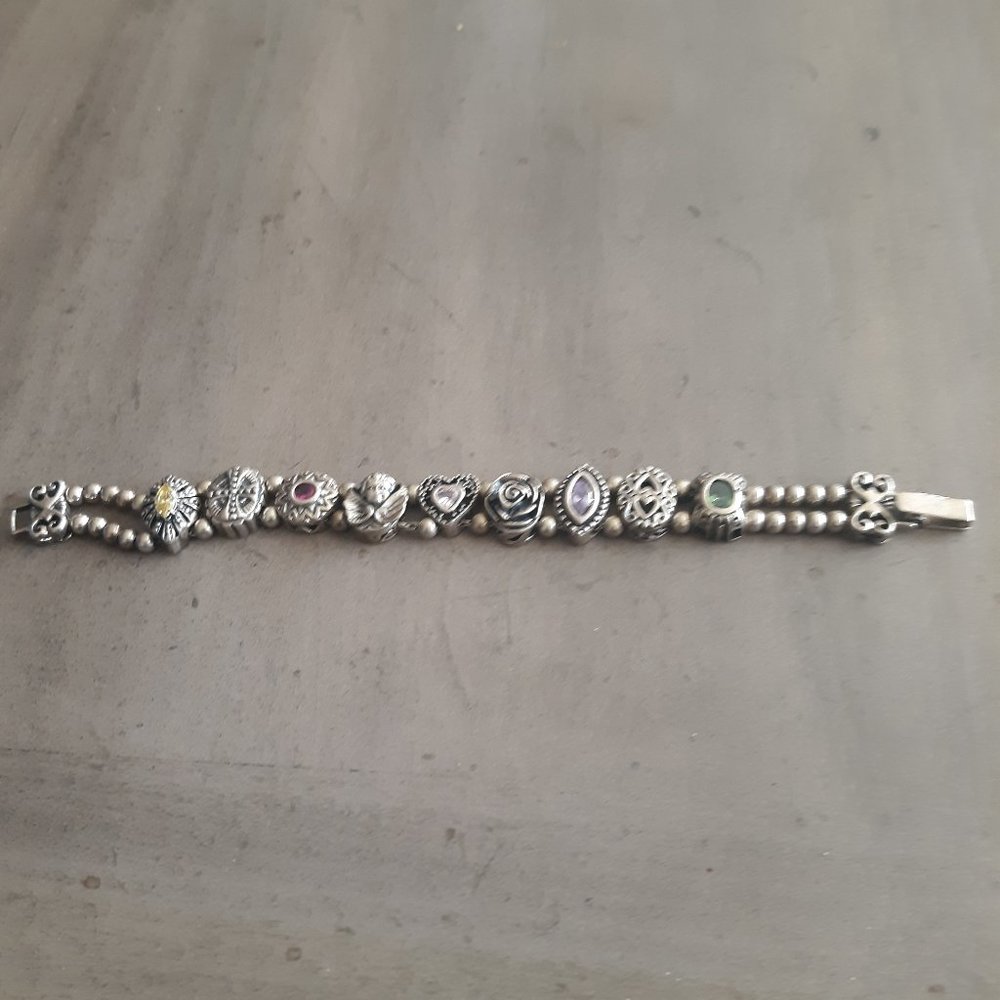 Sterling silver victorian gemstone slide bracelet
